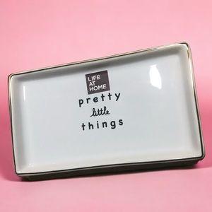 Pretty Little Things Jewelry Tray Long Rectangle Dish White l by Life At Home